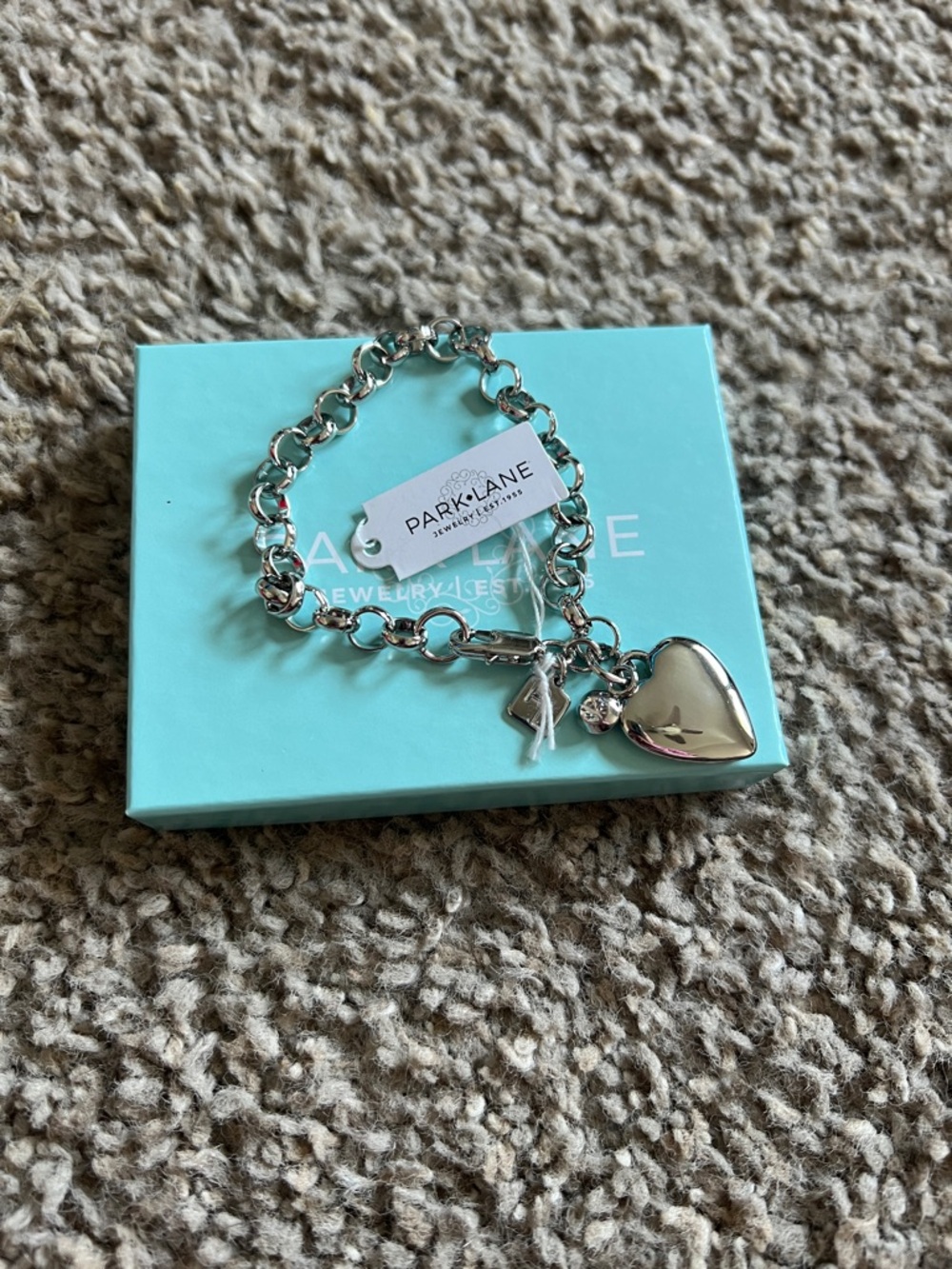 Park Lane Silver Heart Charm Link Bracelet